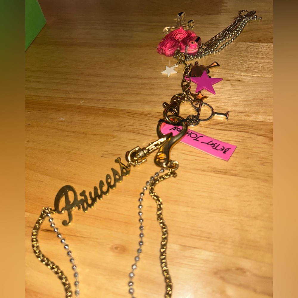 Betsey Johnson Malibu barbie vintage pink flamingo palm tree princess star fob - Picture 8 of 10
